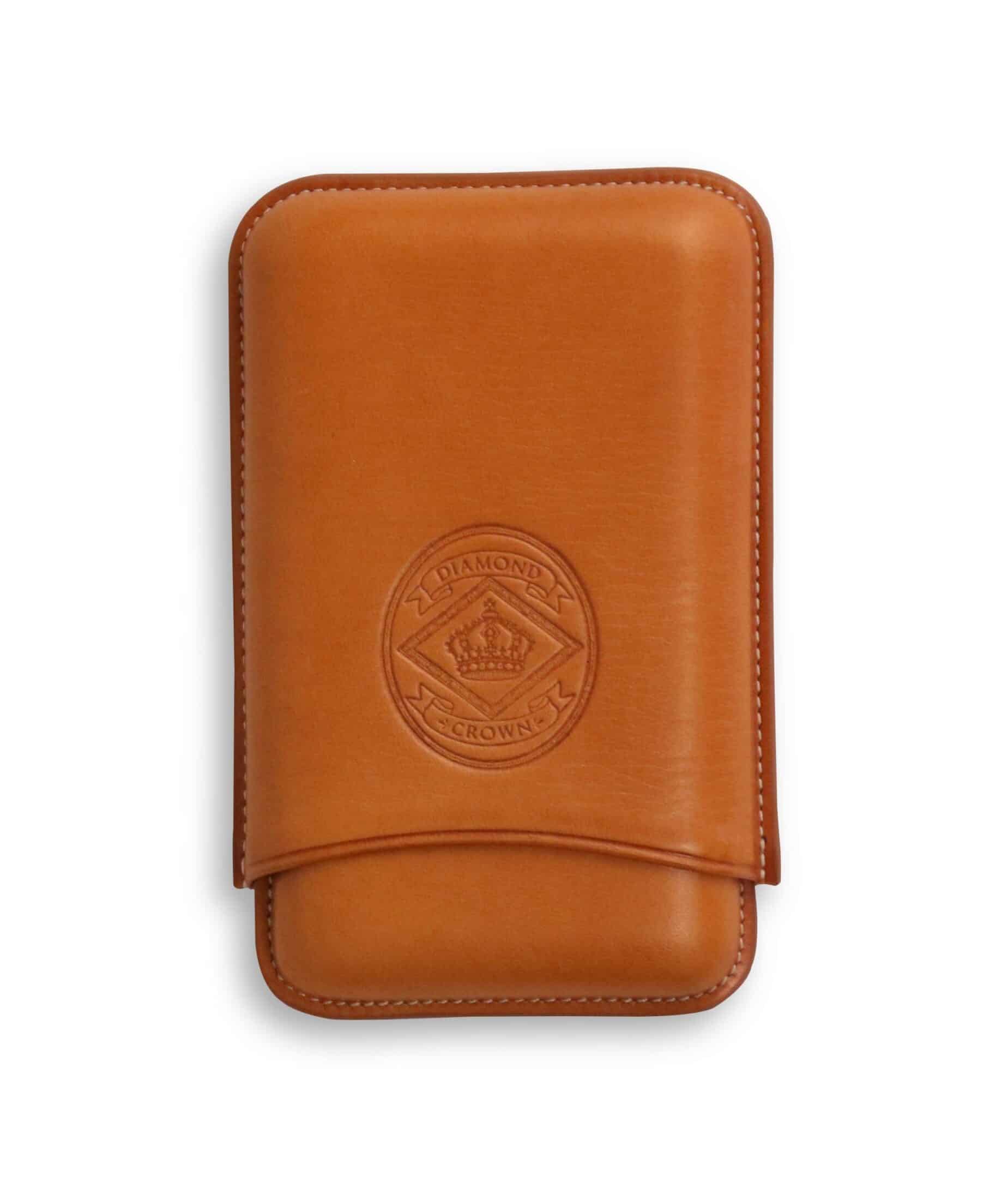 diamond crown leather robusto case tan