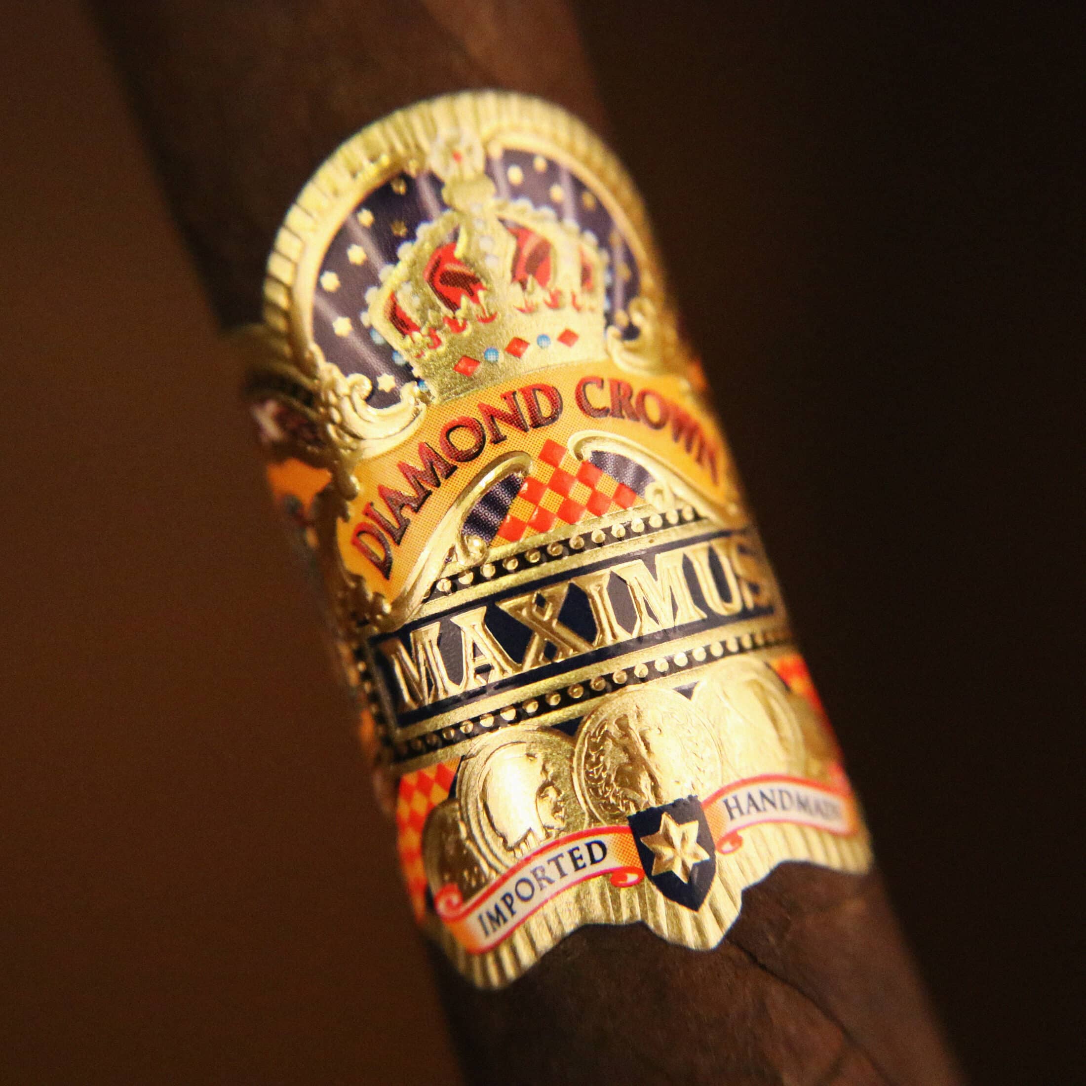 Close up of J.C. Newman Cigar Co. Diamond Crown MAXIMUS cigar band