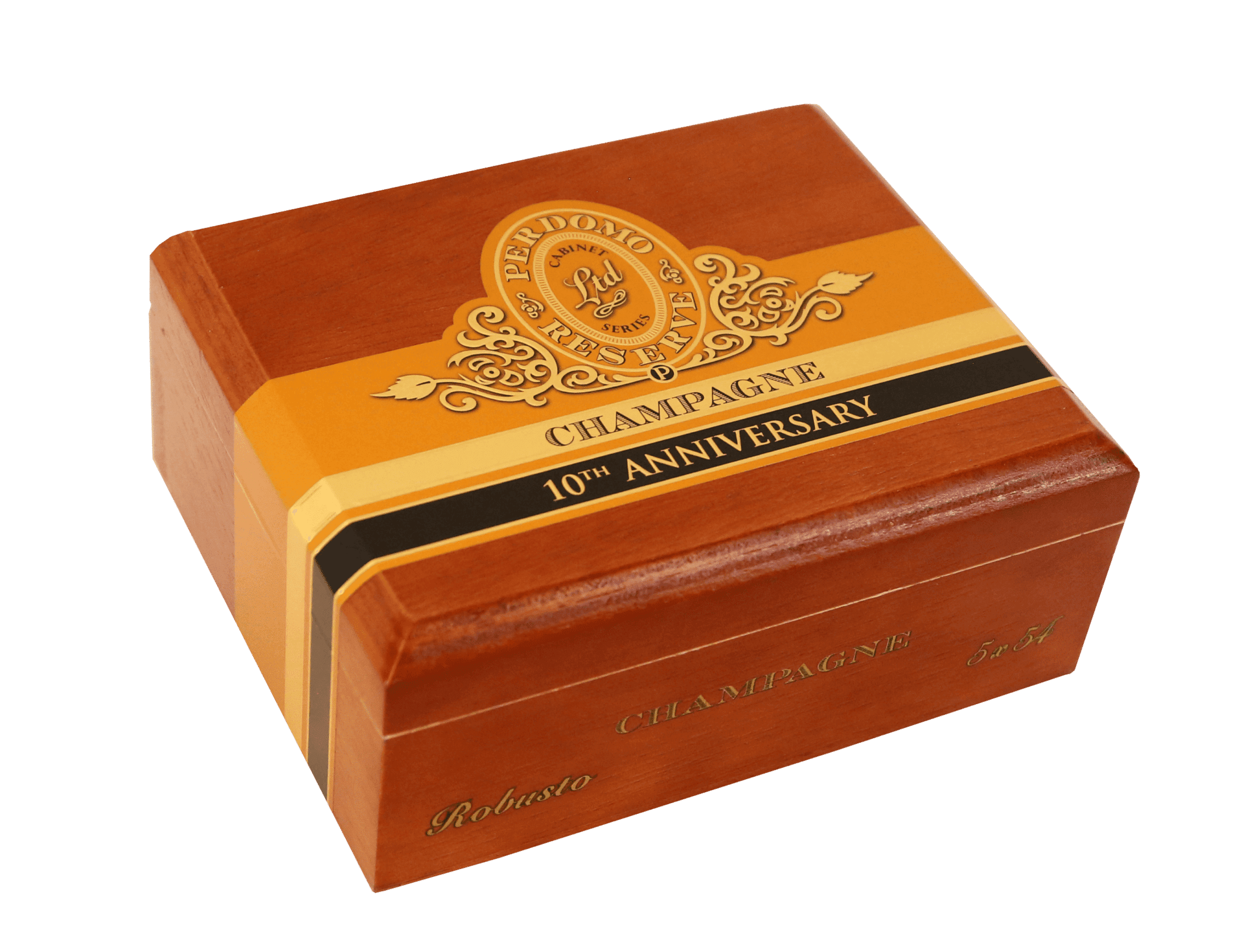Closed box of 25 count Perdomo Reserve 10th Anniversary Champagne Robusto cigars
