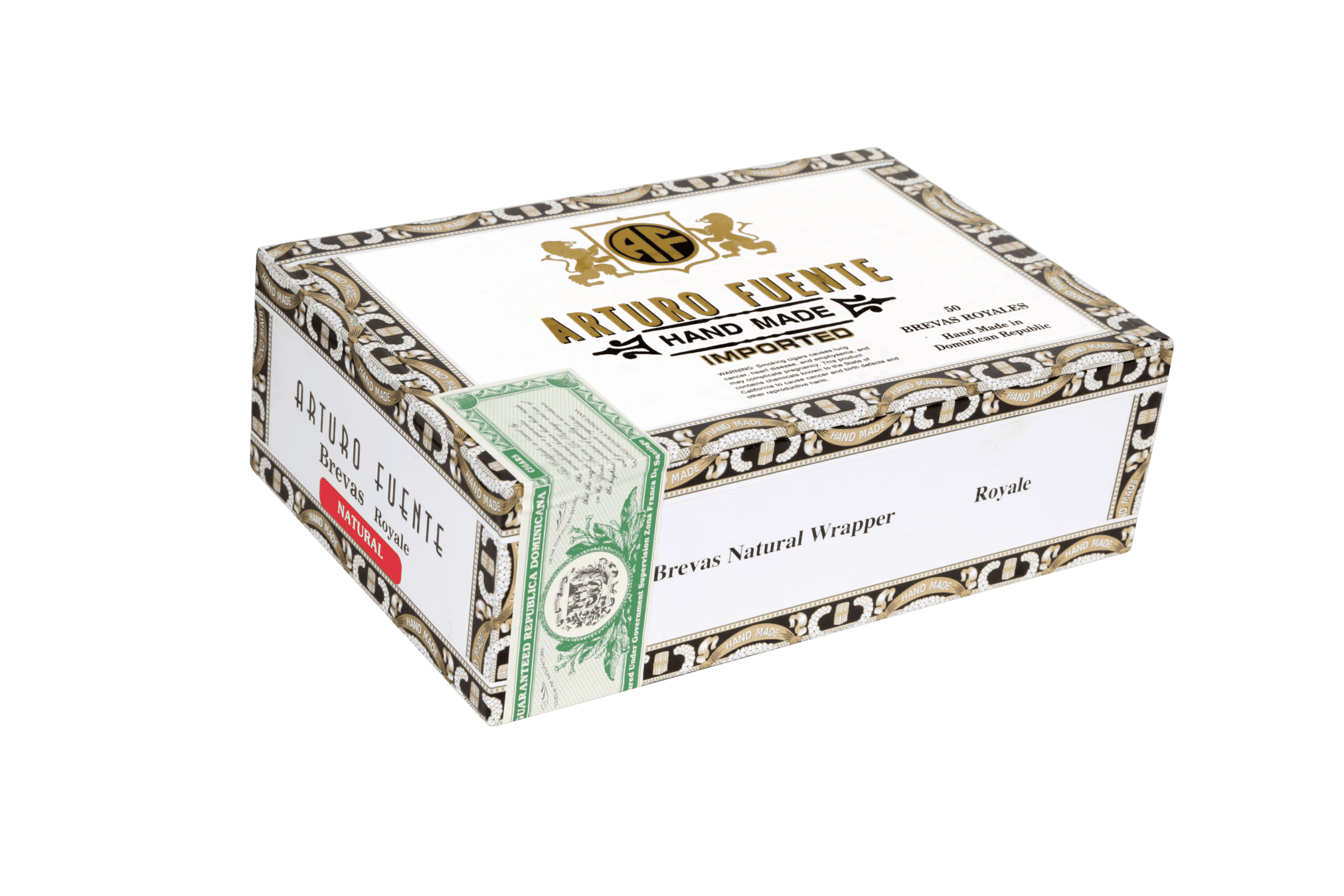 Closed box of 50 count Arturo Fuente Brevas Royales cigars