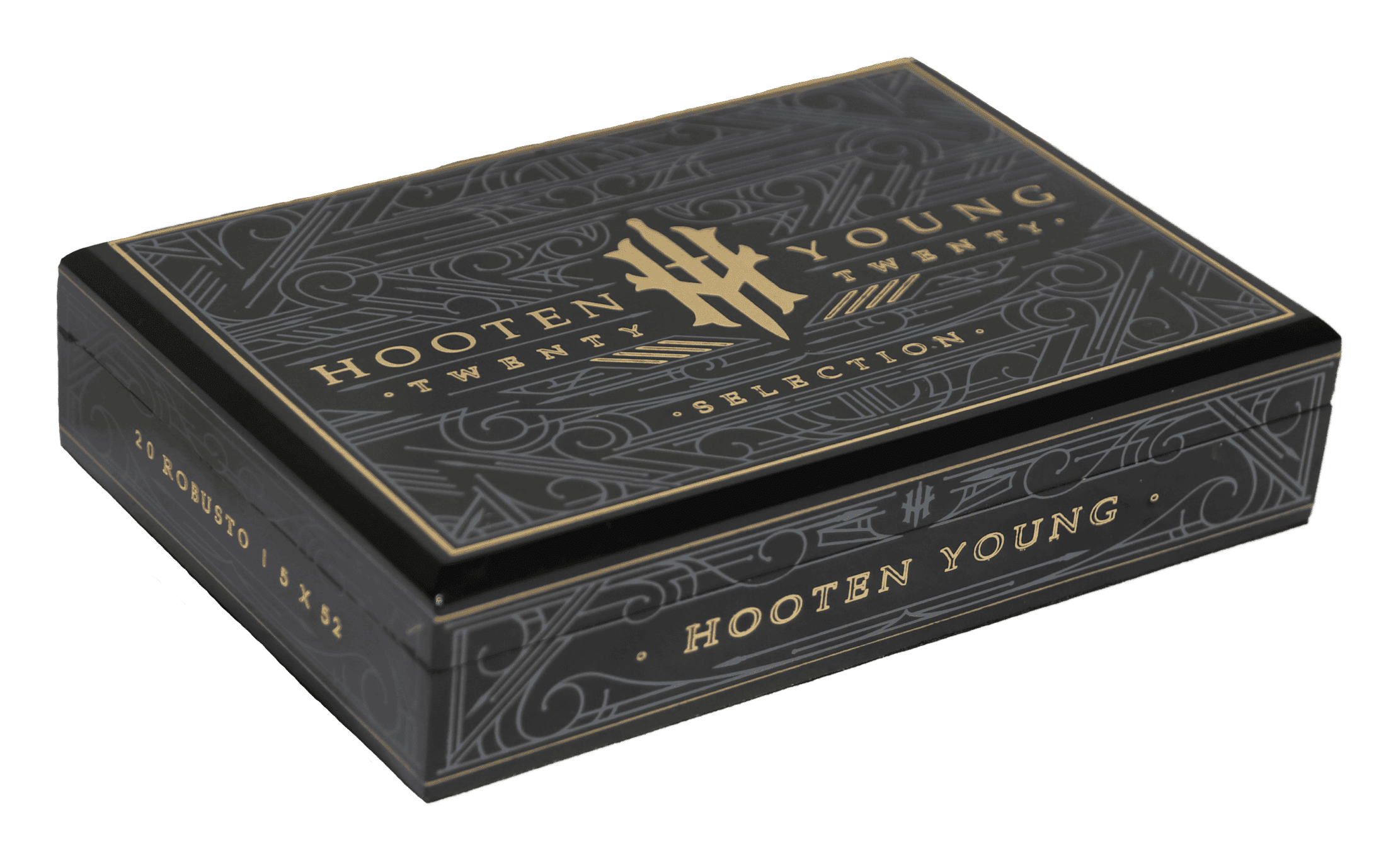 Closed box of 20 count Hooten Young Robusto cigars