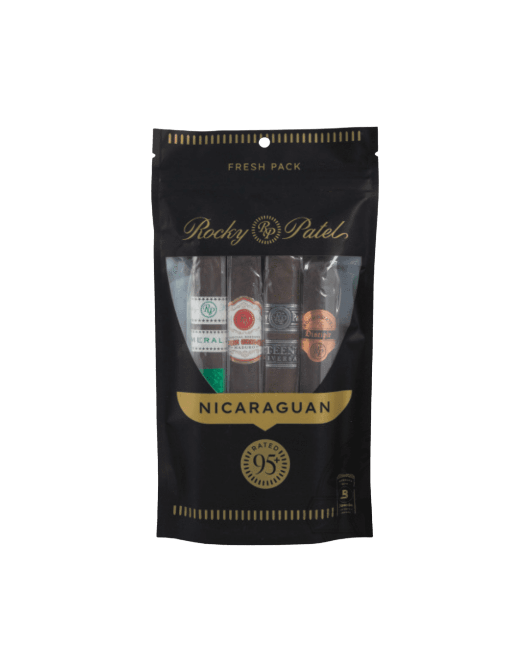 Rocky Patel Nicaraguan 95+ Rated 4pk Sampler in a nicaraguan humidor fresh pack