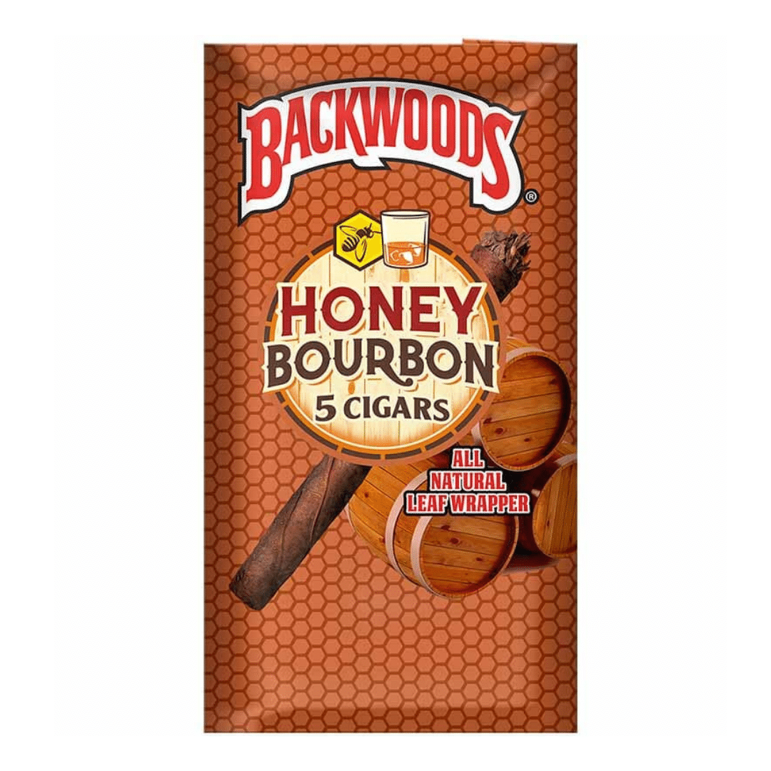 Backwoods Honey Bourbon Pack of 5 All Natural Leaf Wrapper Cigarillos