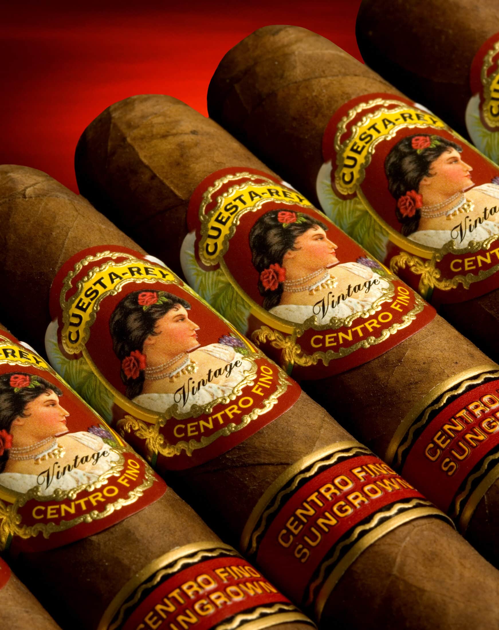 Line up of J.C. Newman Cigar Co. Cuesta-Rey Centro Fino single cigars beauty shot