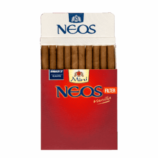 Neos Red Vanilla Cigarillos Half Open Cigarillos packet with 10 cigarillos visible