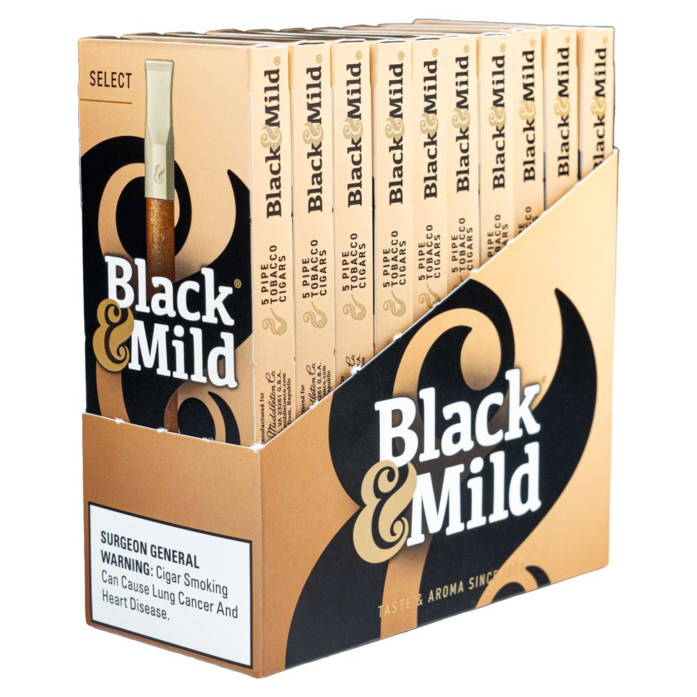 Black and Mild Select Plastic Tip Sleeve of 10 Packs of Cigarillos