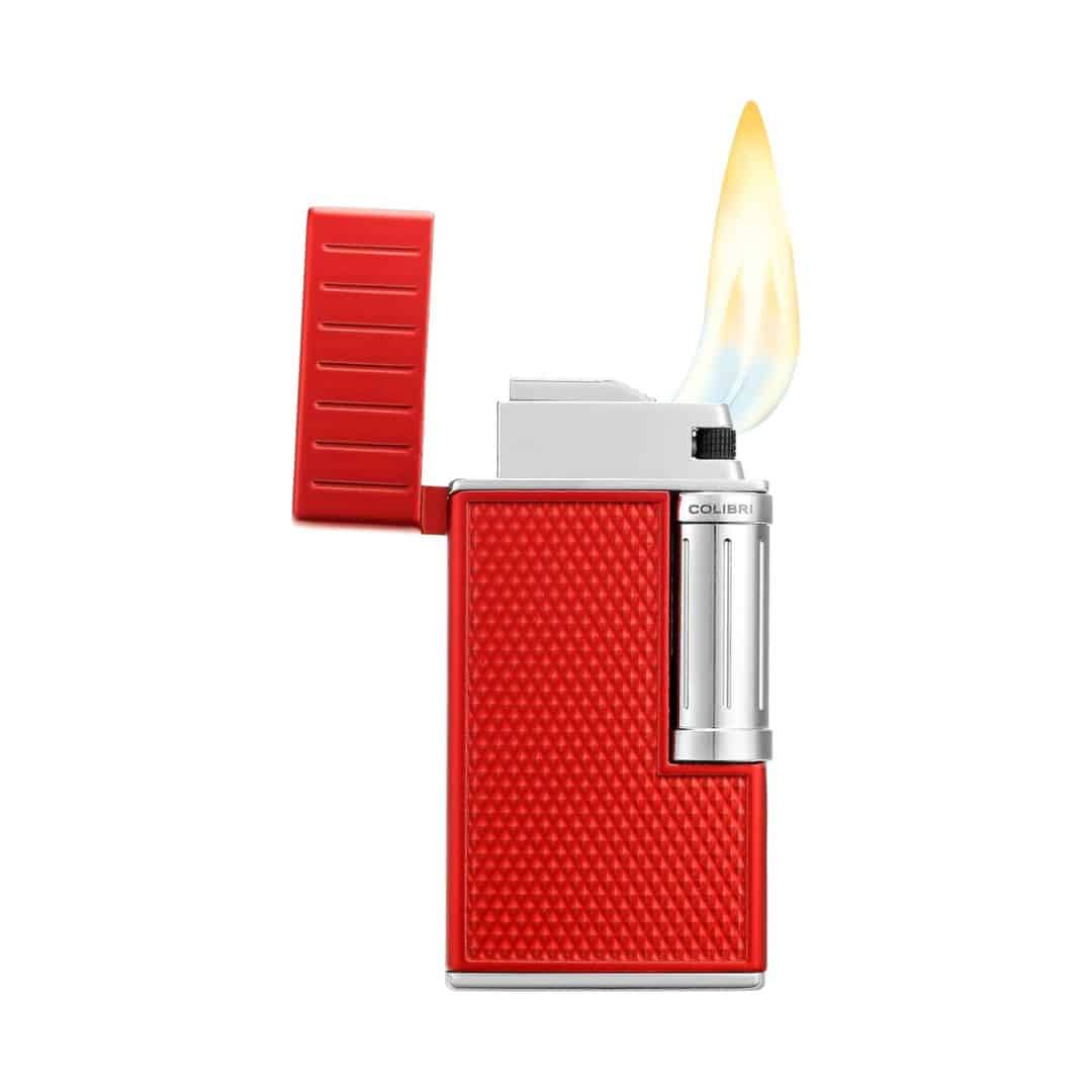 Colibri Julius Red Chrome Lighter Opened Lid Square